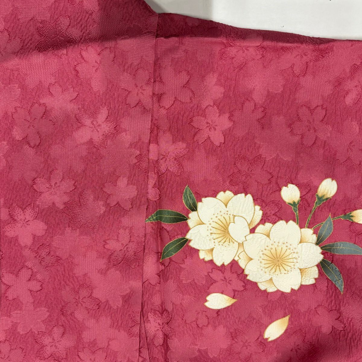 【美品】振袖禮服 身長162cm 袖長67cm M 雙層 櫻花花瓣 金金箔 金銀彩 粉色 純蠶絲 秀品級
