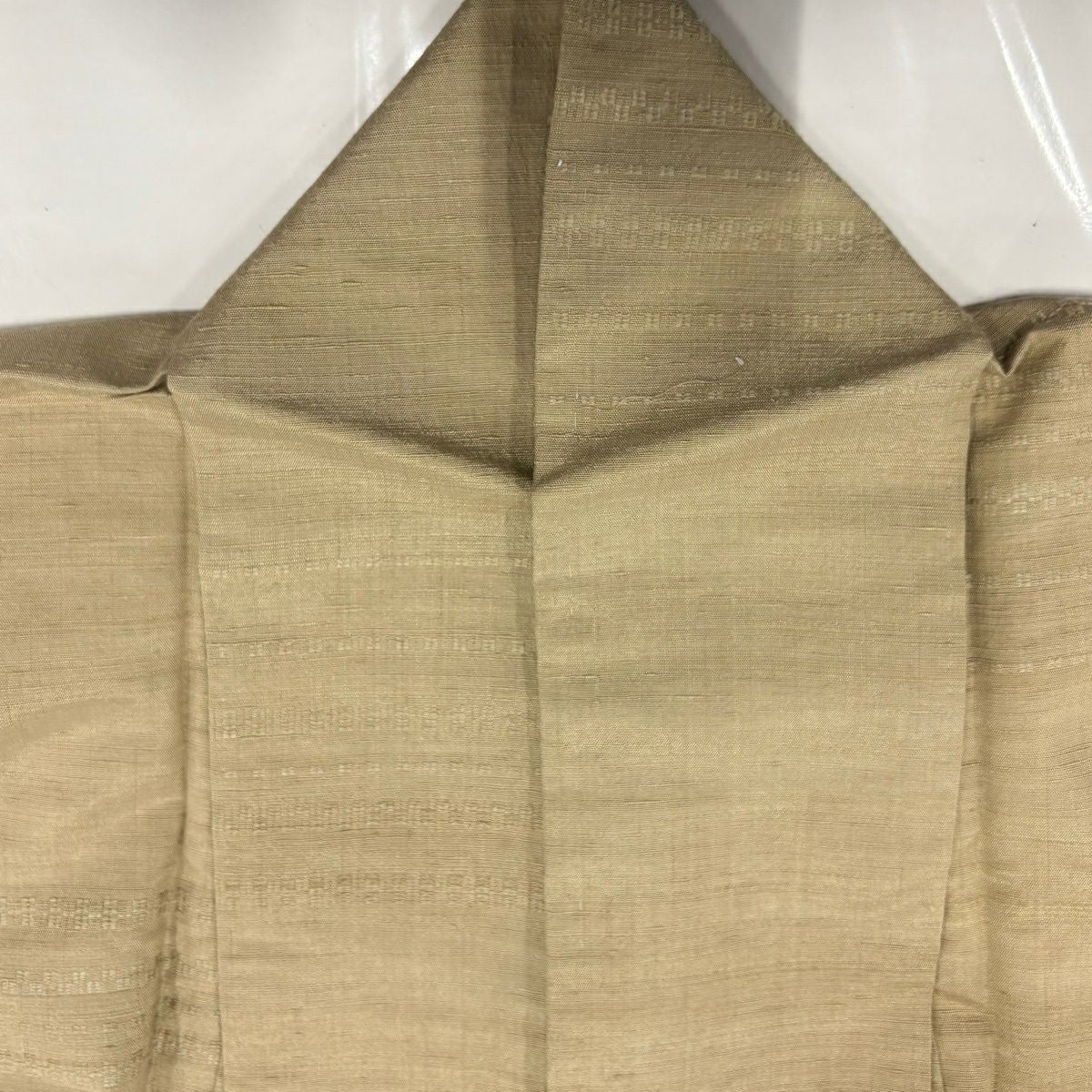 【美品】 紬織 身長156.5cm 袖長62.5cm S 雙層 地紋 薄茶 純蠶絲 秀品級