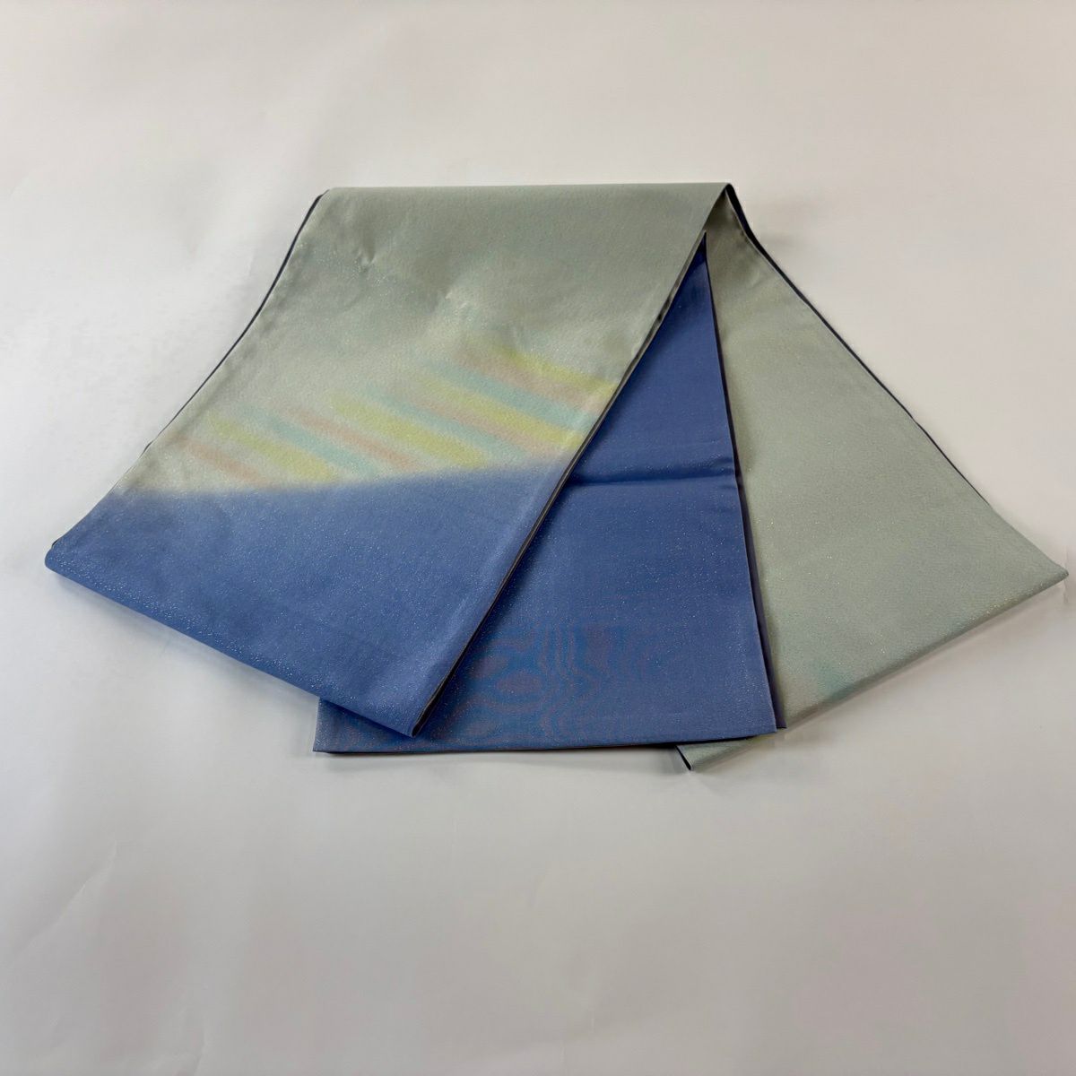【美品】 袋帶 秀品級 霞 漸層 金金箔 青灰 深藍色 純蠶絲