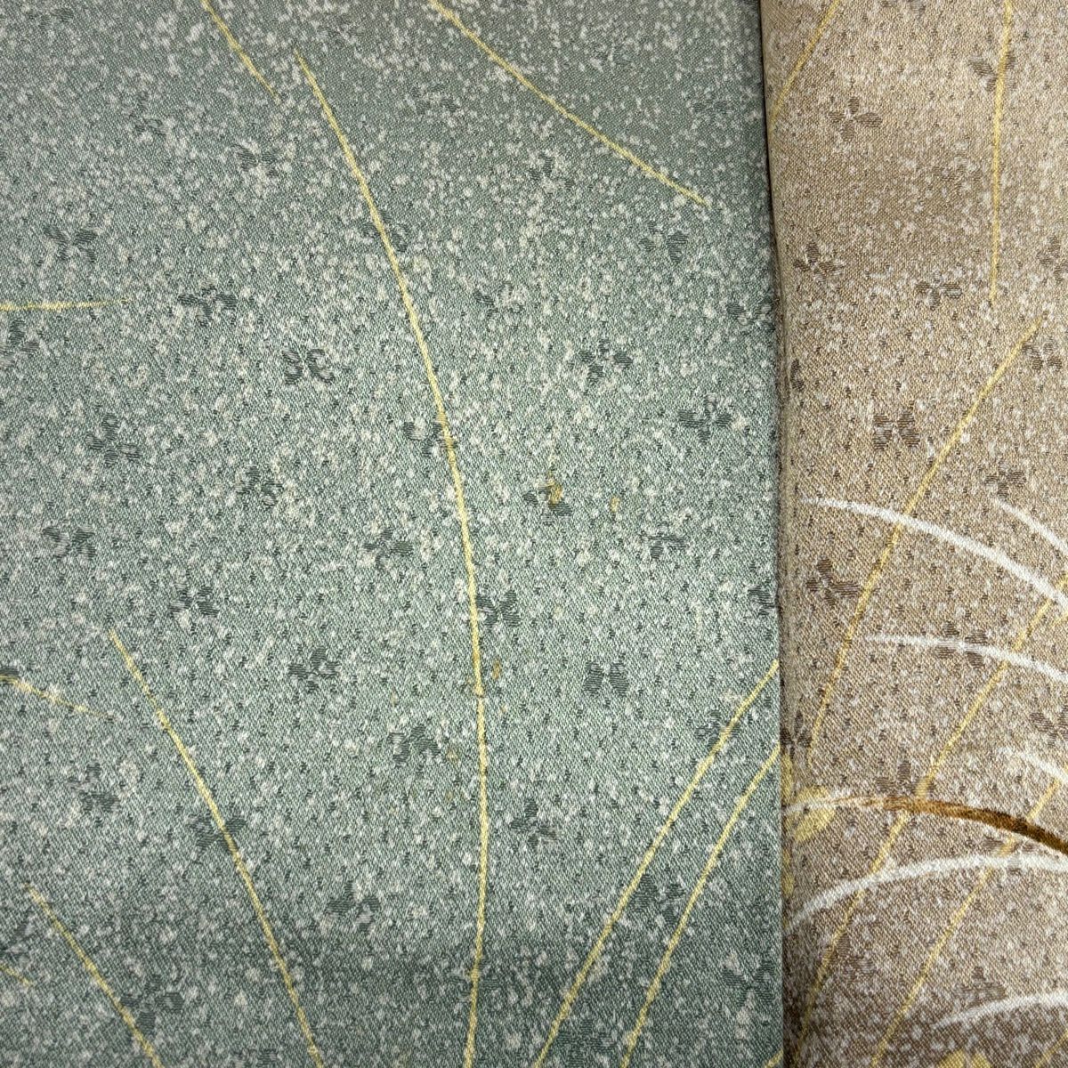 小紋 身長155.5cm 袖長60.5cm S 雙層 菊花 地紋 漸層 米色 純蠶絲 優品級