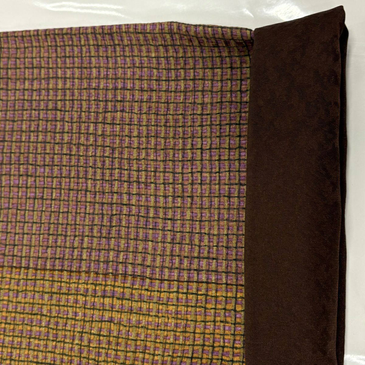 【美品】訪問服 身長157cm 袖長66.5cm M 雙層 段紋 幾何染 山吹色 純蠶絲 秀品級