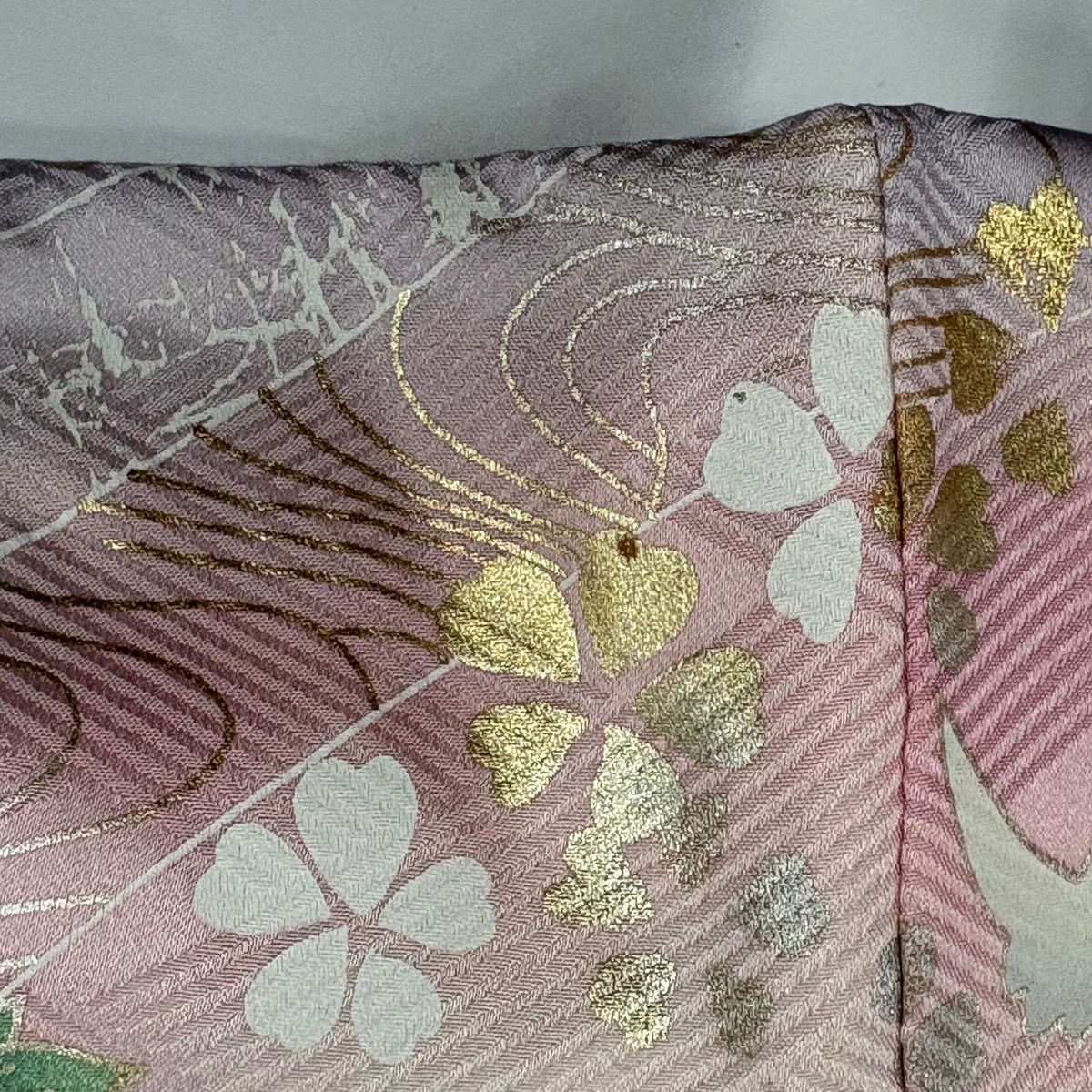 振袖禮服 身長160.5cm 袖長63cm S 雙層 花車 仙鶴 金銀彩 漸層 粉紅 純蠶絲 秀品級