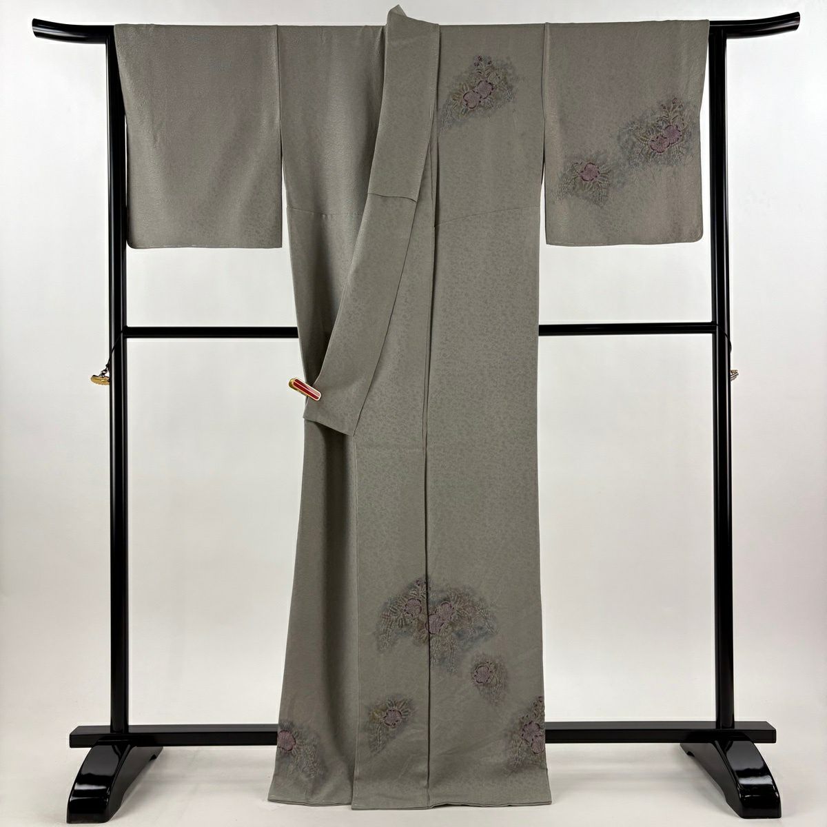 付下 身長166cm 袖長66.5cm M 雙層 樋熊哲也 落款あり 辻花染 漸層 灰色 純蠶絲 逸品級