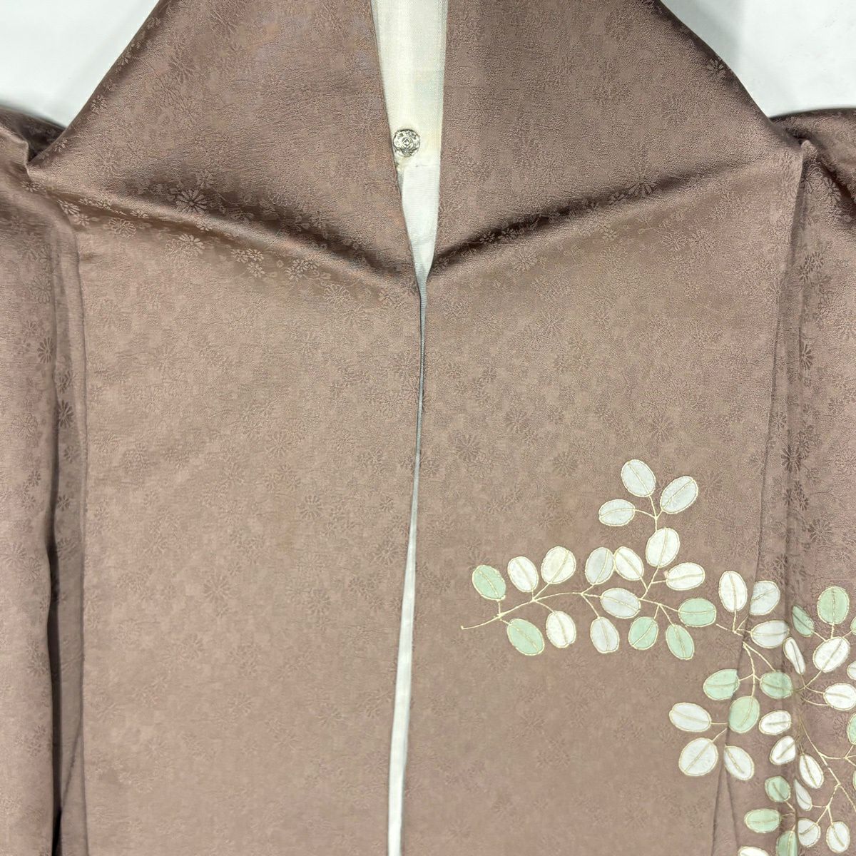 訪問服 身長161.5cm 袖長65.5cm M 雙層 冊子 菊花 金銀彩 漸層 茶紫 純蠶絲 優品級