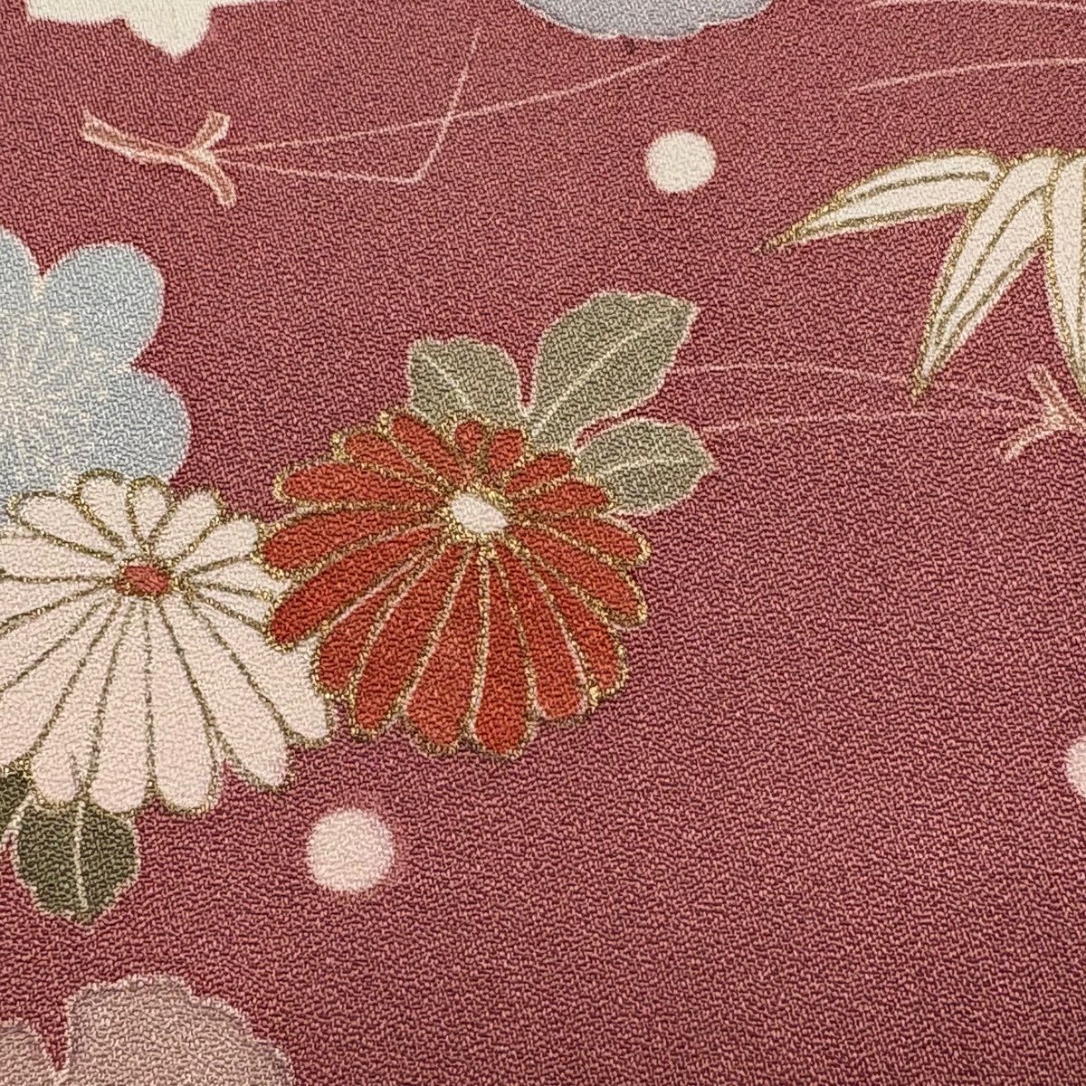 訪問服 身長163cm 袖長65.5cm M 雙層 吹寄 金絲 金銀彩 粉紅 純蠶絲 優品級