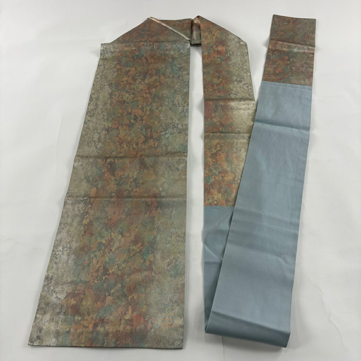 【美品】名古屋帶 優品級 幾何圖案 金金箔 金純蠶絲