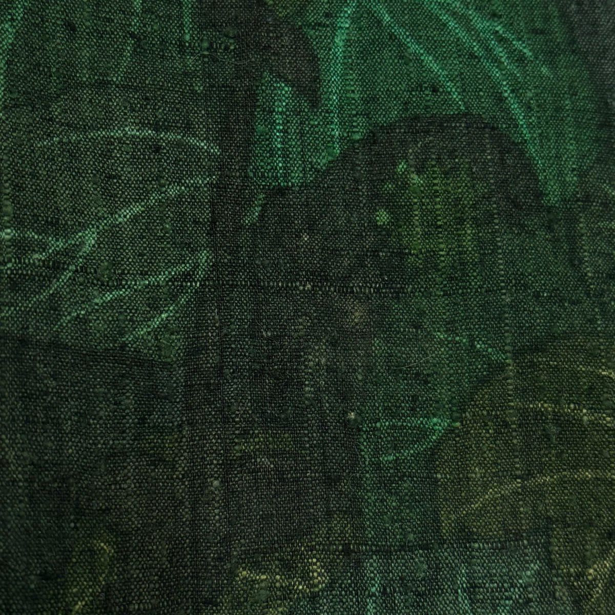 【美品】 紬織 身長158cm 袖長63.5cm S 雙層 葉柄 深綠 純蠶絲 優品級