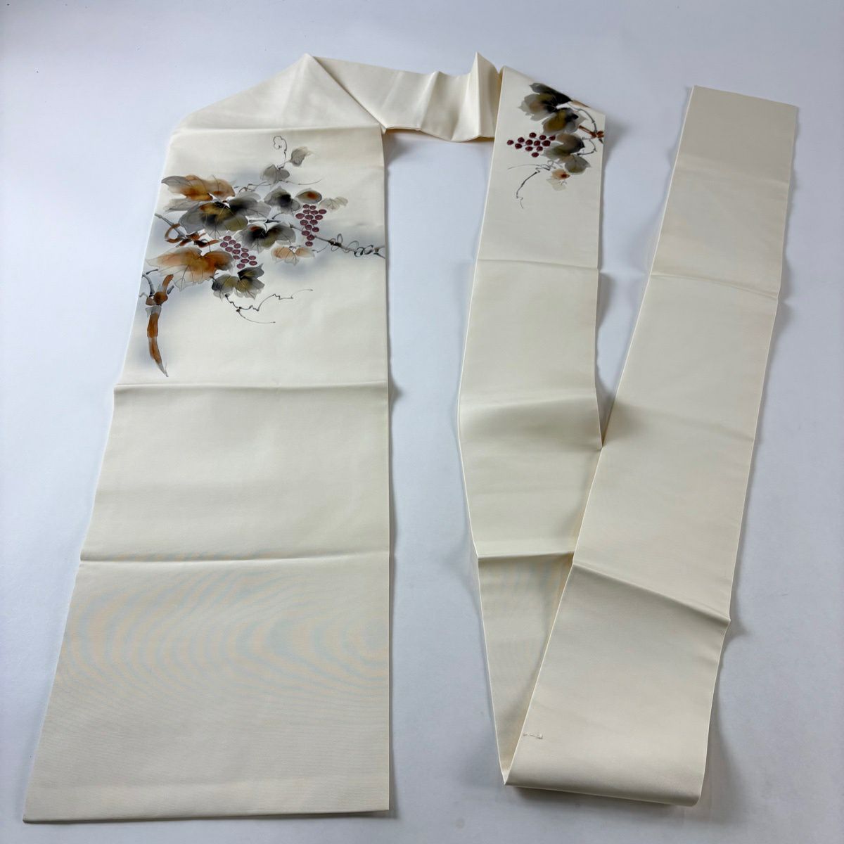 名古屋帶 秀品級 葉與果 金銀彩 奶油色 純蠶絲