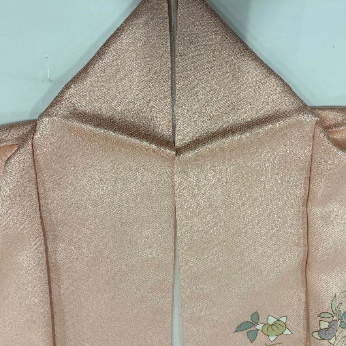 訪問服 身長163cm 袖長66cm M 雙層 落款有 吹寄 松樹竹子梅花 金絲 金銀彩 淺粉色 純蠶絲 優品級