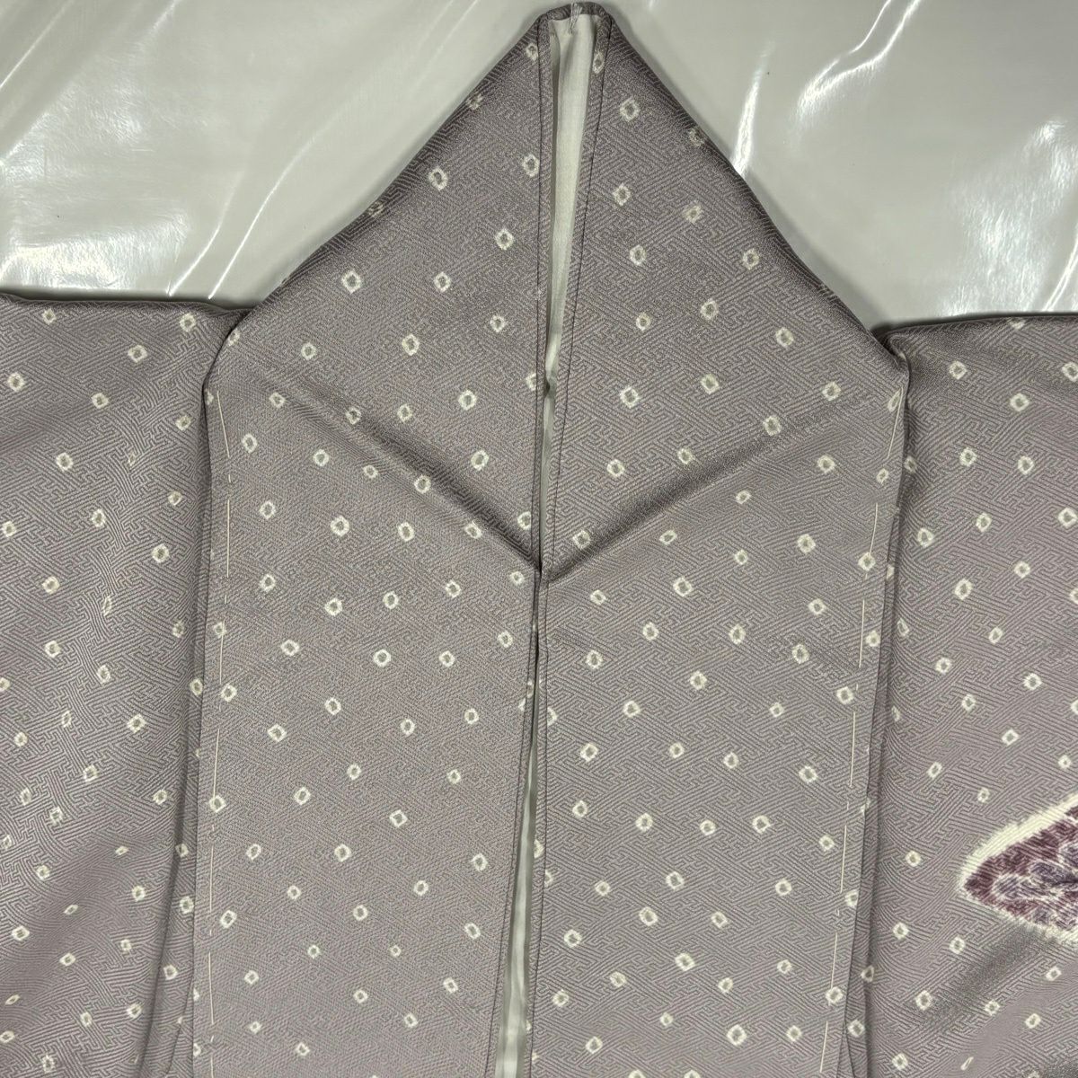 【美品】訪問服 身長158.5cm 袖長64cm M 雙層 辻花染 松樹川菱 染色 灰紫 純蠶絲 秀品級