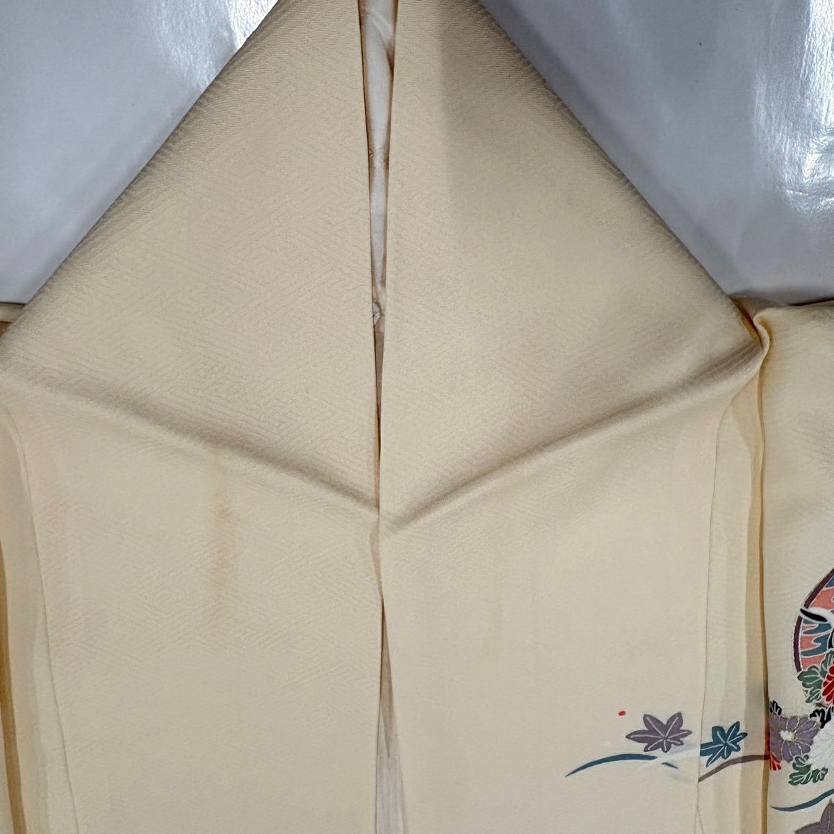 訪問服 身長162cm 袖長65.5cm M 雙層 和樂器 牡丹 金銀彩 漸層 奶油色 純蠶絲 優品級