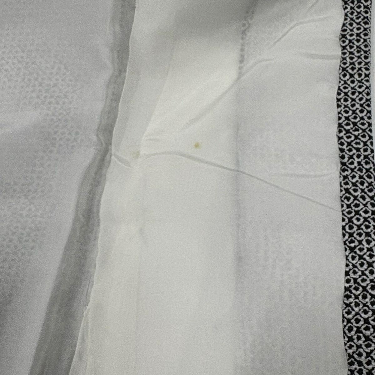 【美品】 付下 身長161cm 袖長66cm M 雙層 枝梅花 熨斗紋 金銀彩 黑灰 純蠶絲 秀品級