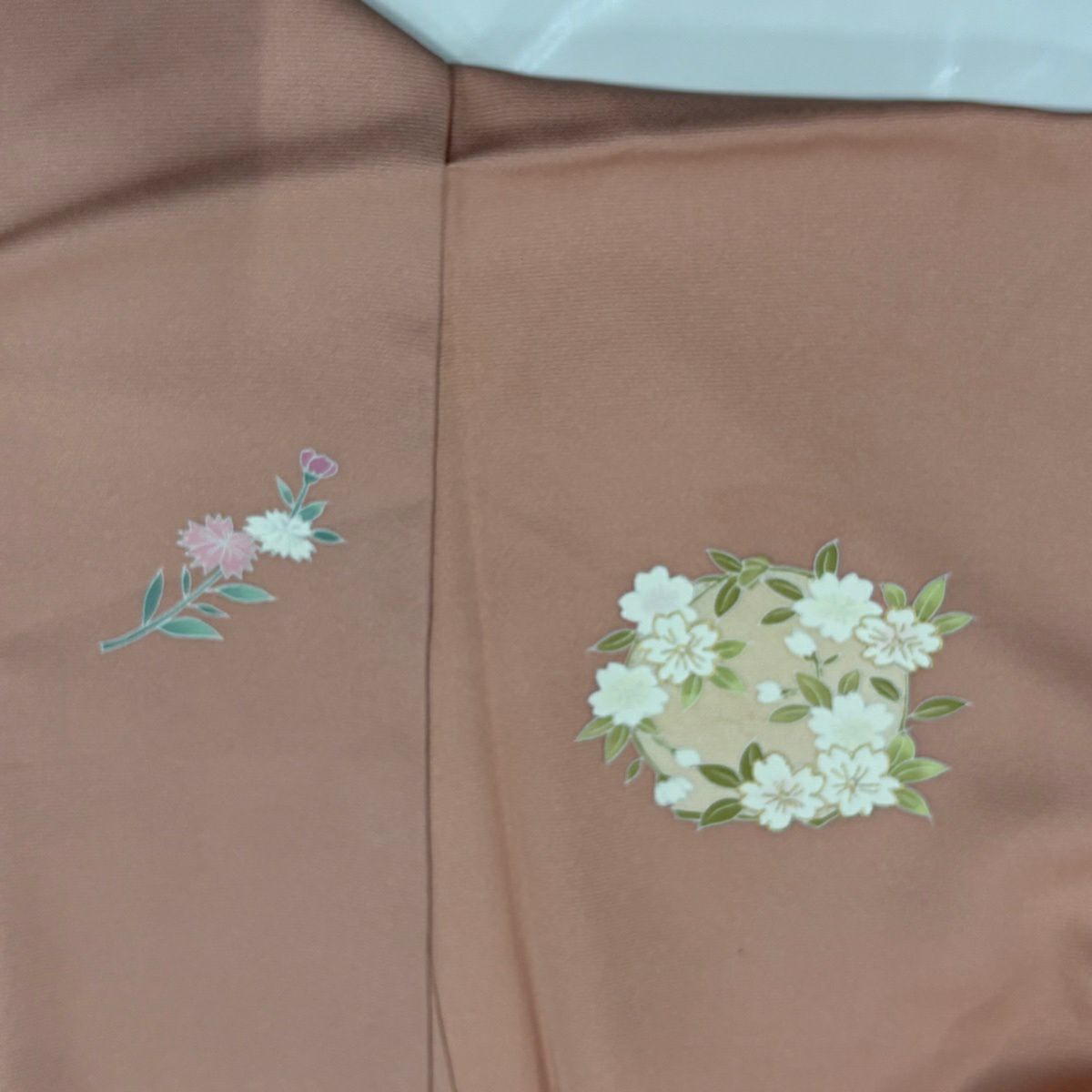 訪問服 身長170cm 袖長67.5cm L 雙層 花籠 花丸紋 金銀彩 染分 鮭粉色 純蠶絲 優品級