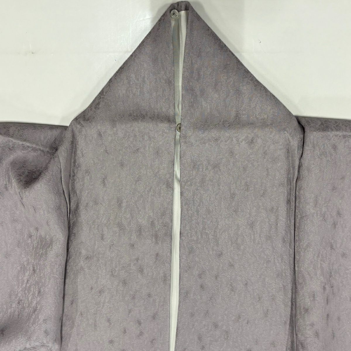 付下 身長165.5cm 袖長67.5cm L 雙層 林淳一 落款 芝 流水 金金箔 灰紫 純蠶絲 秀品級