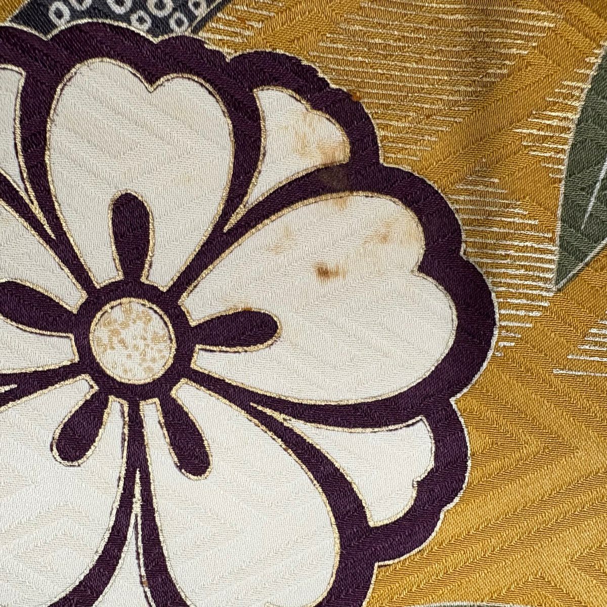 振袖禮服 身長161cm 袖長65cm M 雙層 櫻花 籠目 金絲 金銀彩 山吹茶 純蠶絲 秀品級