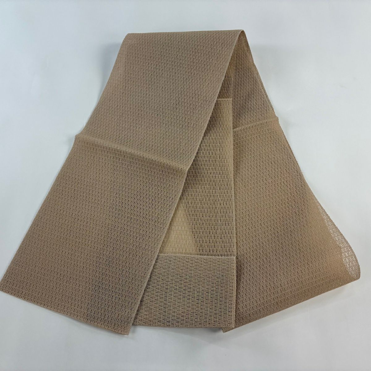 【美品】名古屋帶 逸品級 人間國寶 北村武資 夏帶 羅 八寸名古屋帶 松樹葉裁縫 米色 純蠶絲
