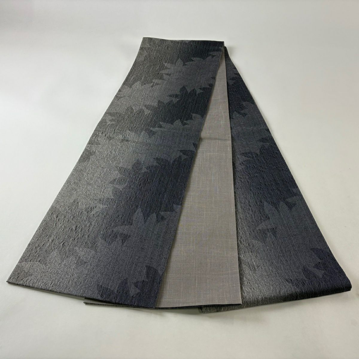 【美品】 袋帶 秀品級 輪廓 青灰 純蠶絲