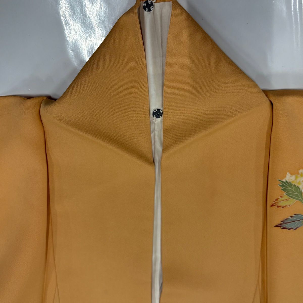 付下 身長154.5cm 袖長66.5cm M 雙層 南克治 落款有 枝花 橙色 純蠶絲 優品級