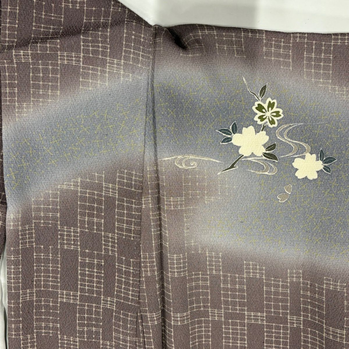 訪問服 身長154cm 袖長63cm S 雙層 櫻花 流水 金絲 金銀彩 灰紫 純蠶絲 秀品級