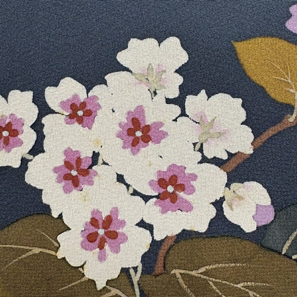 訪問服 身長176.5cm 袖長65cm 未仕立 二代目清次郎 假絵羽 落款あり 葉與實 草花紋紋 漸變 水藍 純蠶絲 優品級