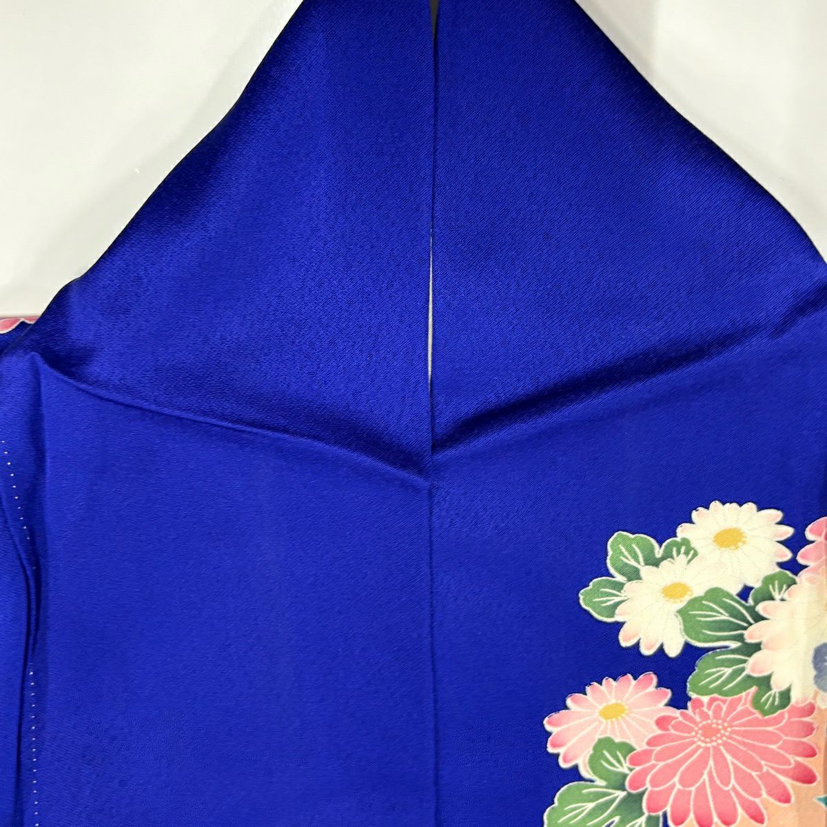振袖禮服 身長163.5cm 袖長64cm M 雙層 草花紋紋 橋 漸層 深藍 純蠶絲 秀品級