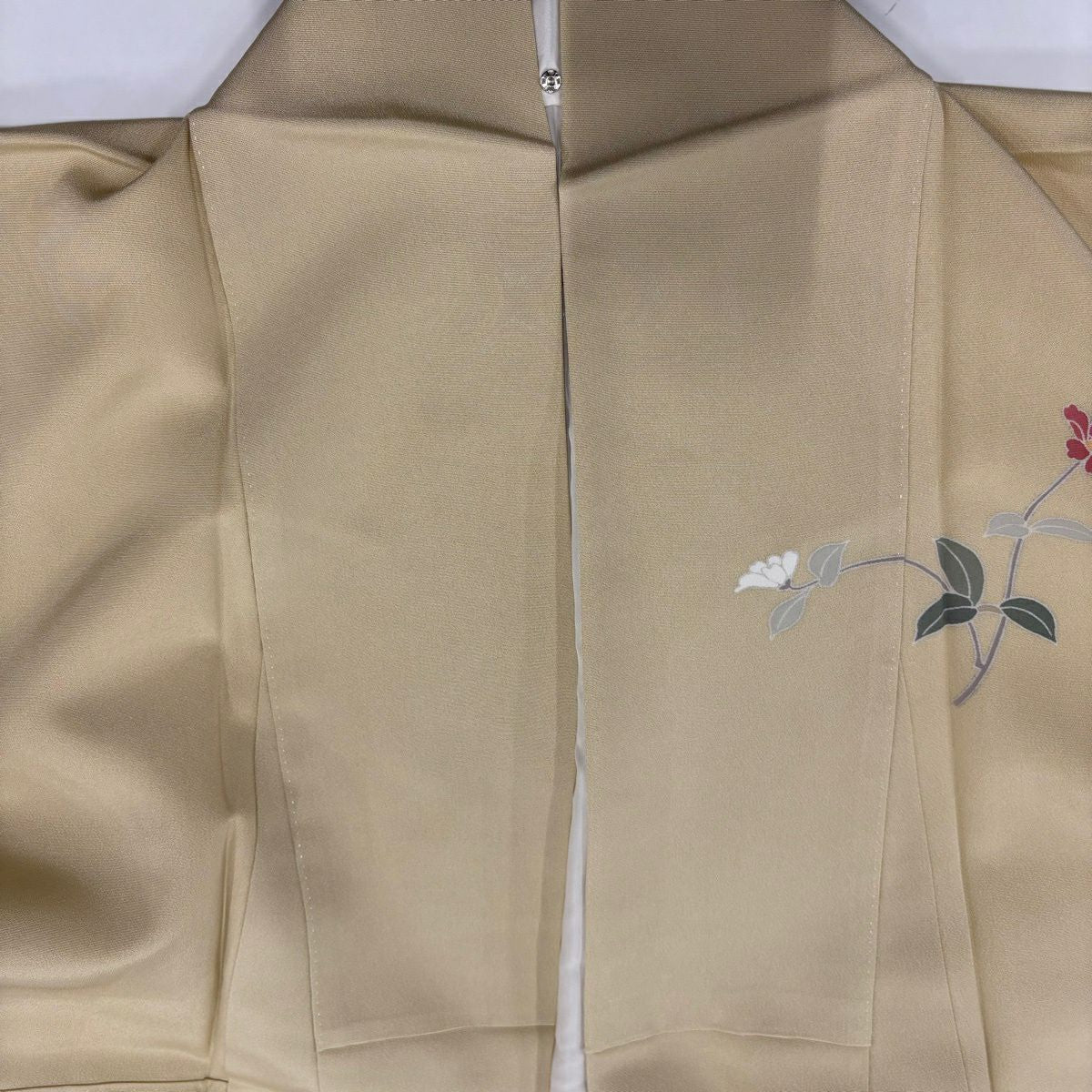 【美品】 付下 身長165.5cm 袖長63cm S 雙層 枝花 染分 ぼかし 米色 純蠶絲 秀品級