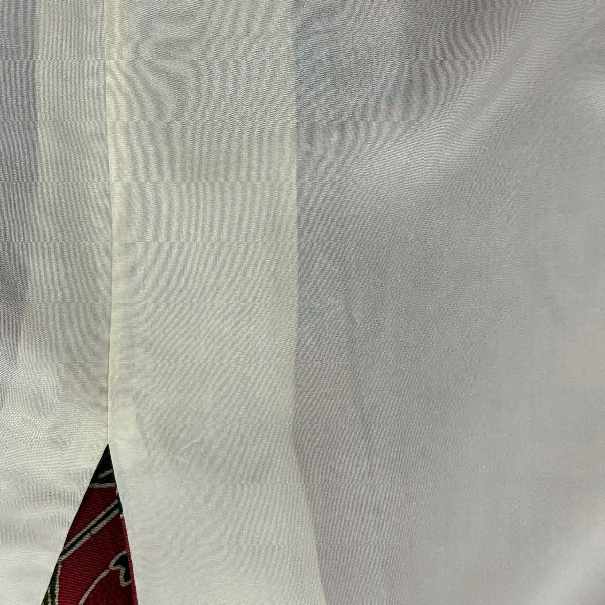振袖禮服 身長157.5cm 袖長63.5cm S 雙層 草花紋紋 流水 染分 ぼかし 紅 純蠶絲 名品級