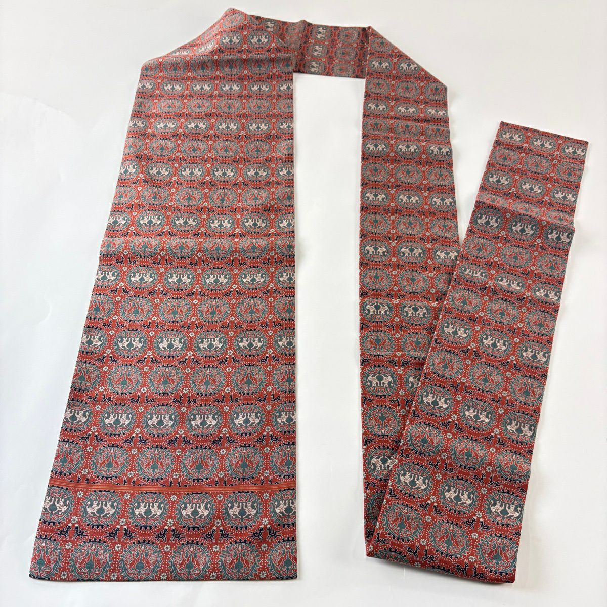 【美品】名古屋帶 優品級 向鳥 向虎 紅茶 純蠶絲