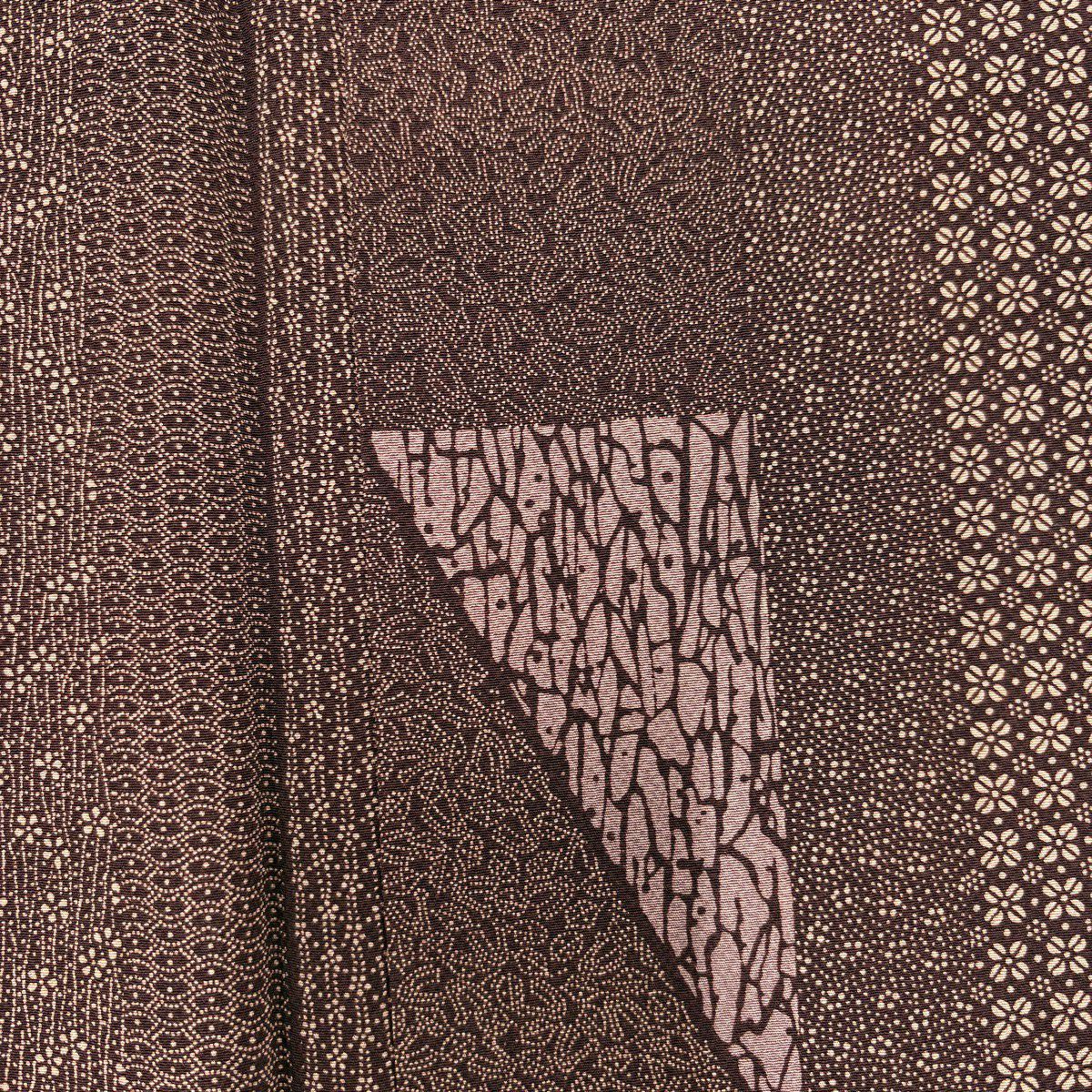 【美品】 江戶小紋 身長150.5cm 袖長61cm S 雙層 小花 寄花紋 小豆 純蠶絲 優品級