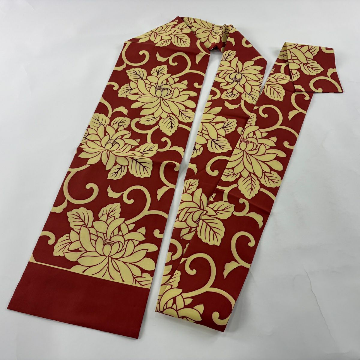 【美品】名古屋帶 秀品級 花唐草紋 紅 純蠶絲