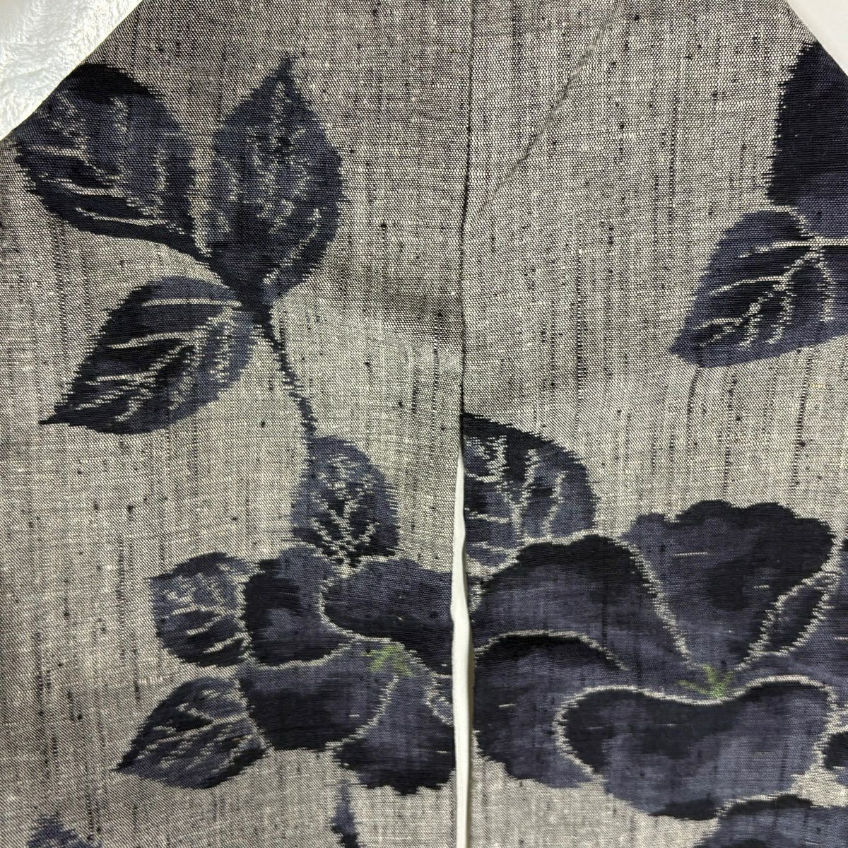 【美品】 紬織織 身長150cm 袖長61.5cm S 雙層 枝花 灰 純蠶絲 秀品級