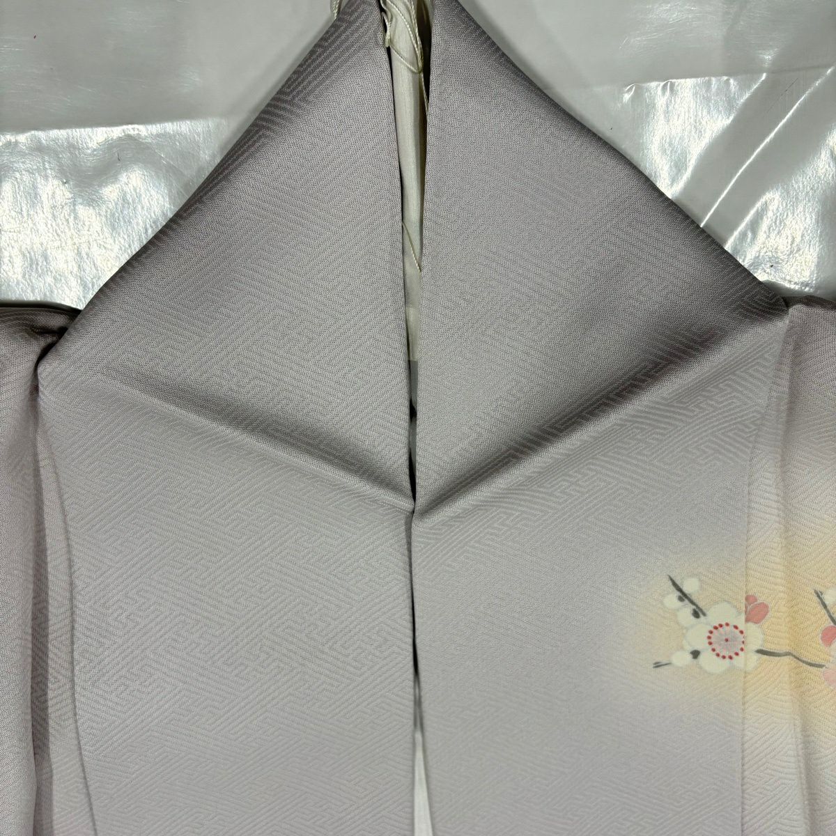 訪問服 身長168cm 袖長69.5cm L 雙層 菊花花 櫻花 金彩裝飾 絞染 淺紫 純蠶絲 優品級