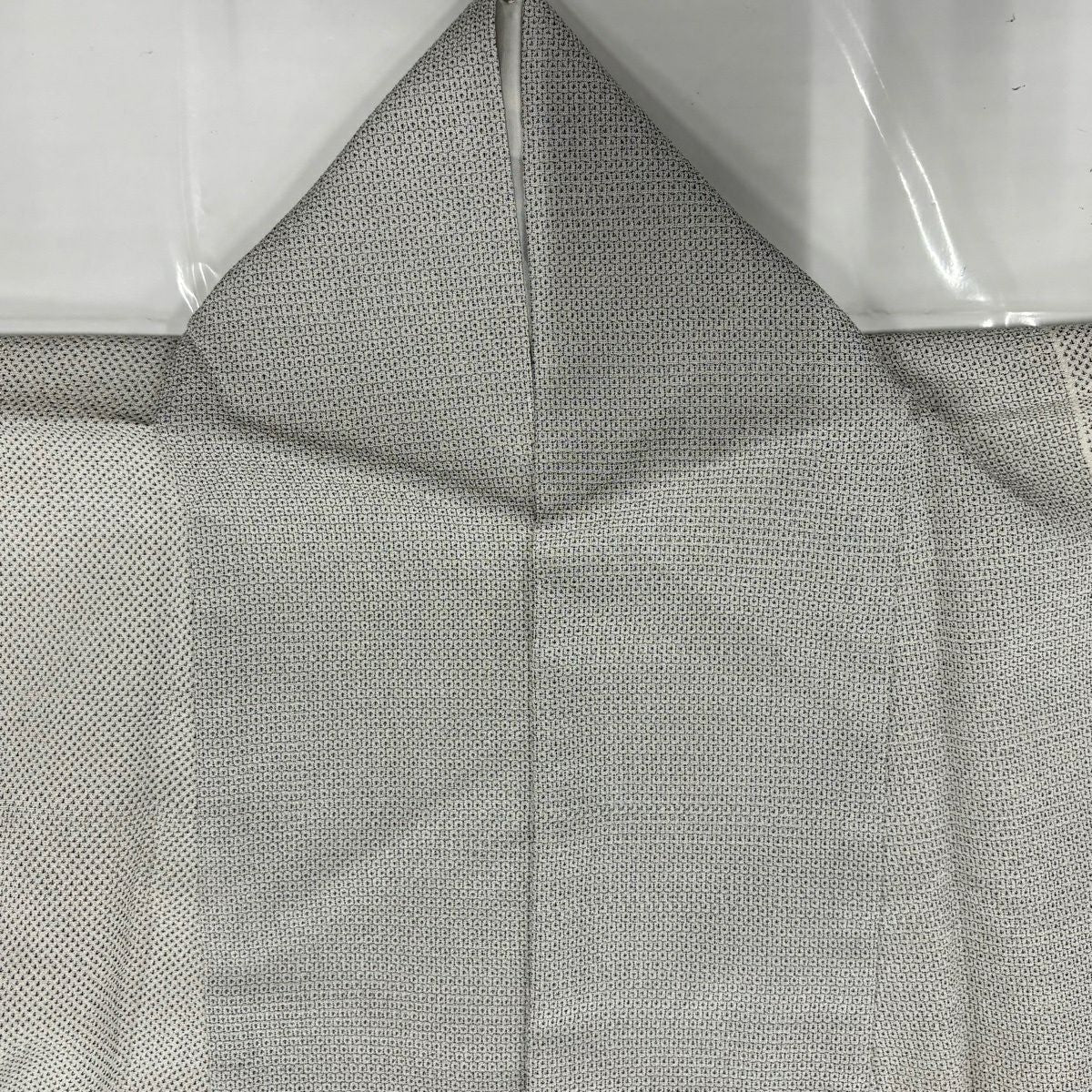 【美品】 紬織 身長158cm 袖長63.5cm S 雙層 龜甲絣 絣紋 灰色 純蠶絲 秀品級