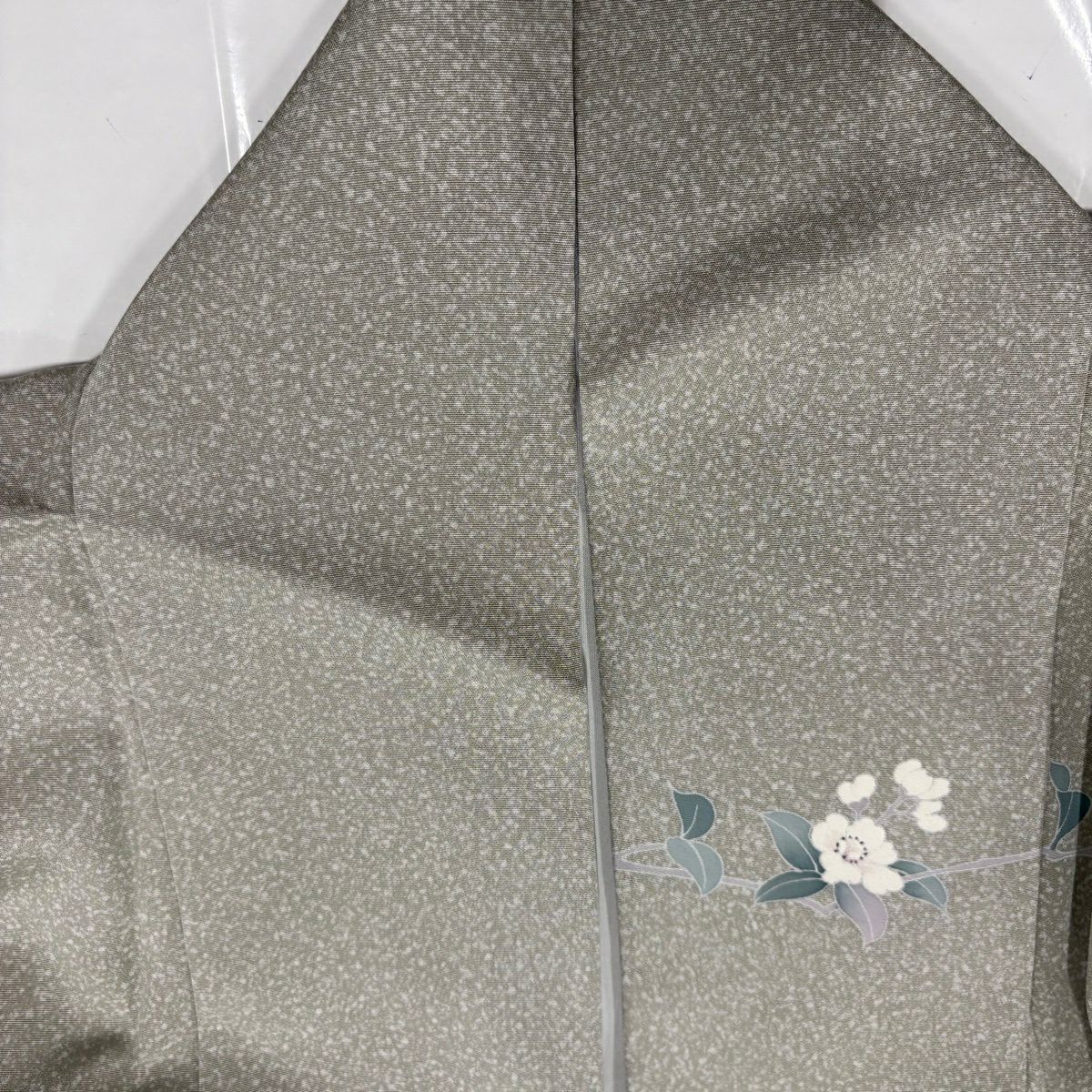 【美品】訪問服 身長161cm 袖長64cm M 雙層 枝花 漸層 灰綠 純蠶絲 優品級