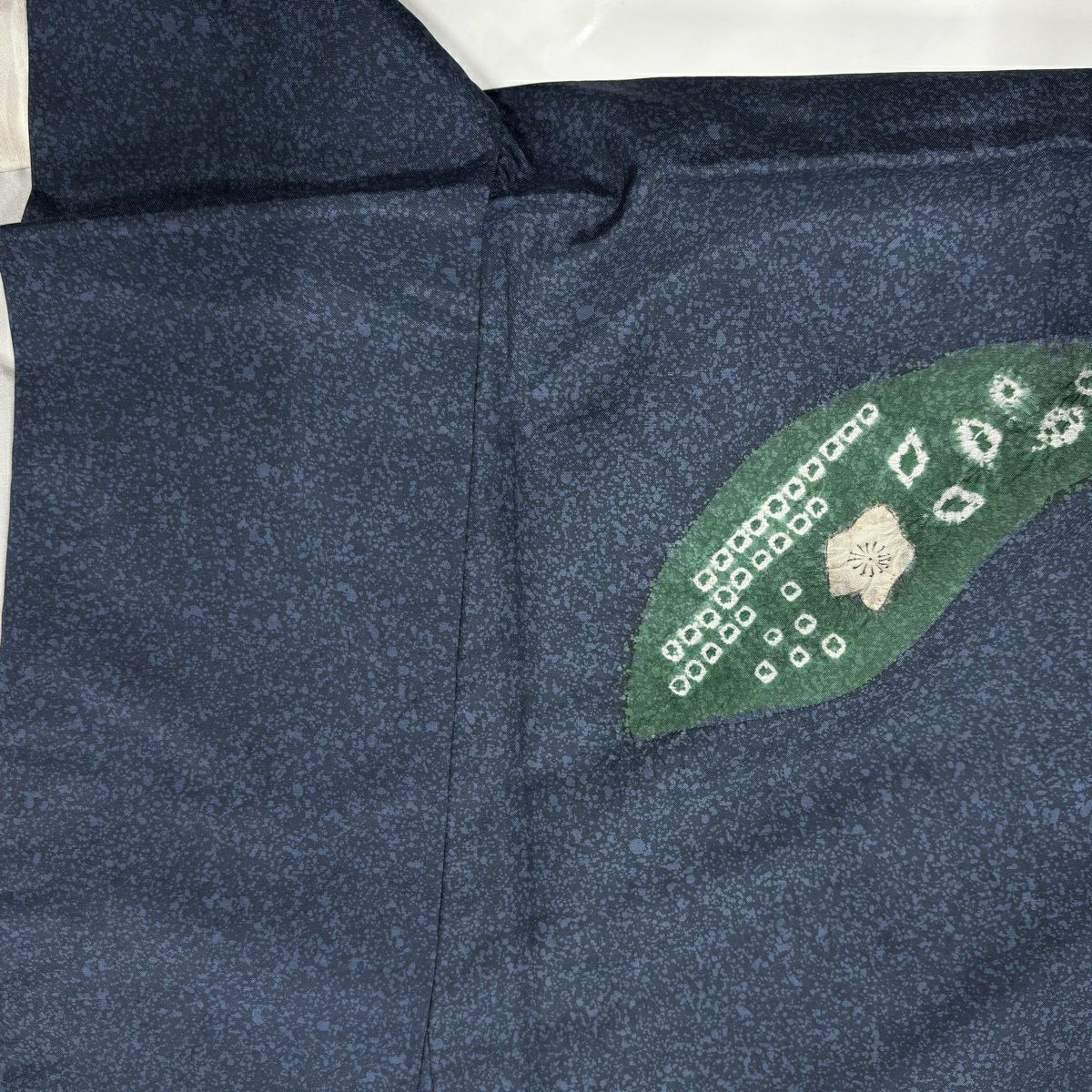 【美品】訪問服 身長166cm 袖長67.5cm L 雙層 紬織織 花紋 斜條 絞染 深藍 純蠶絲 優品級