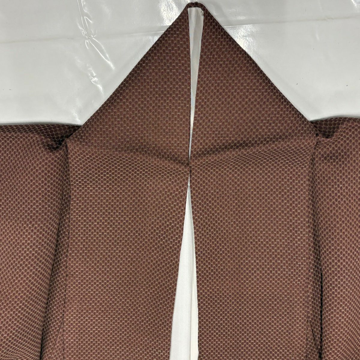 小紋 身長152.5cm 袖長65cm M 雙層 幾何學 金通 茶 純蠶絲 秀品級