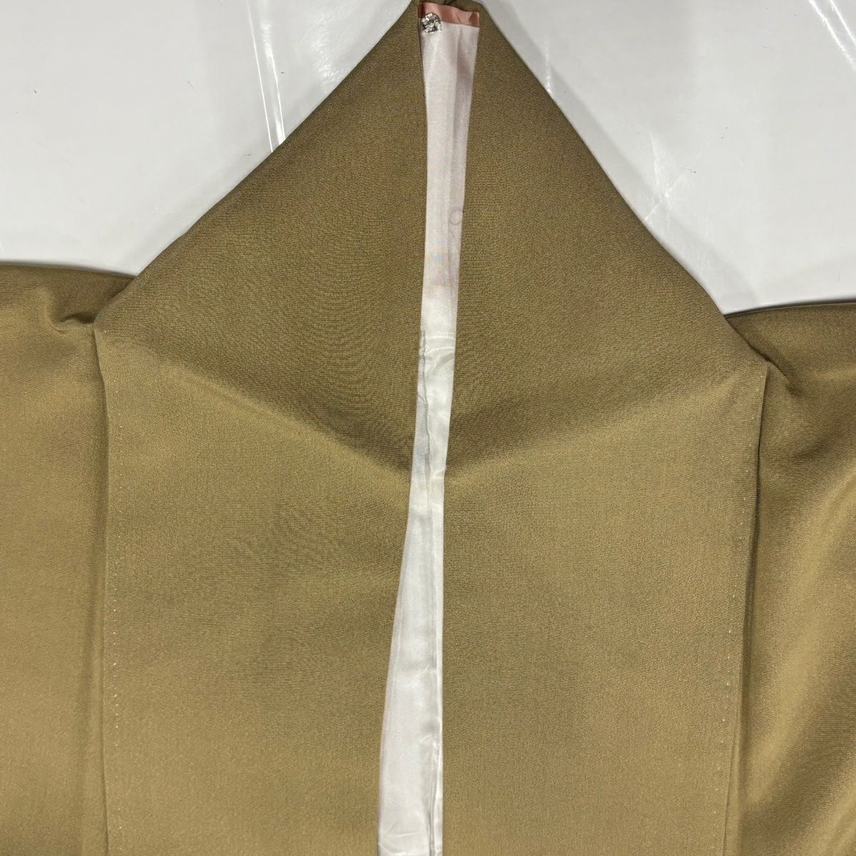 色留袖禮服 身長157.5cm 袖長65.5cm M 雙層 落款有 松樹 波頭 金銀彩 漸層 黃土 純蠶絲 優品級 五個紋