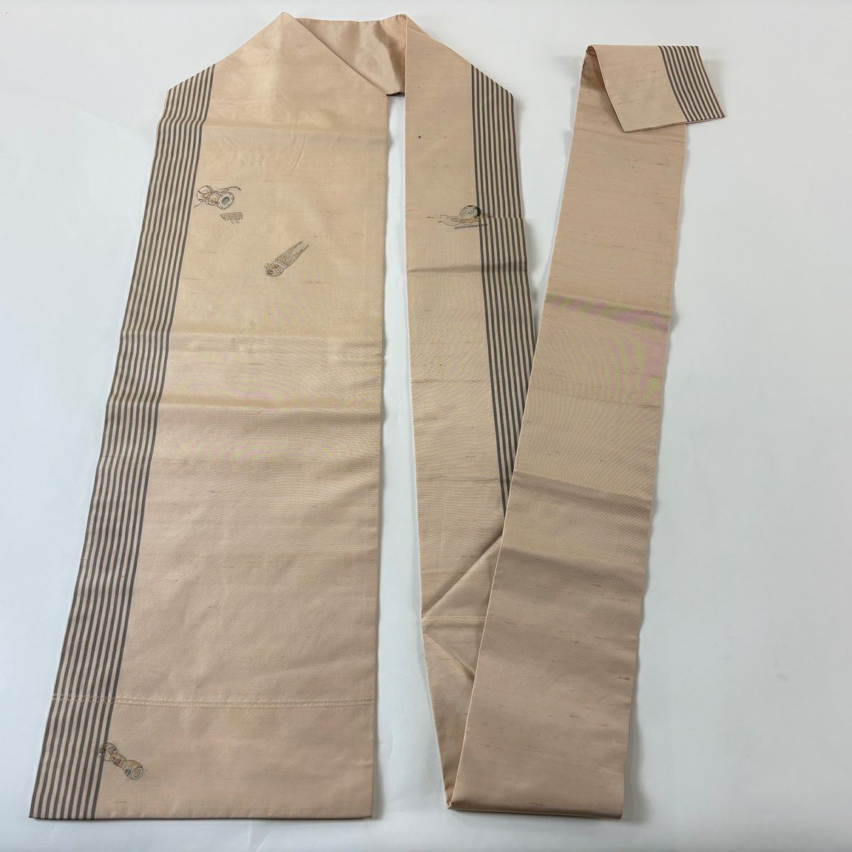 名古屋帶 秀品級 紬織織 和樂器 米色 純蠶絲
