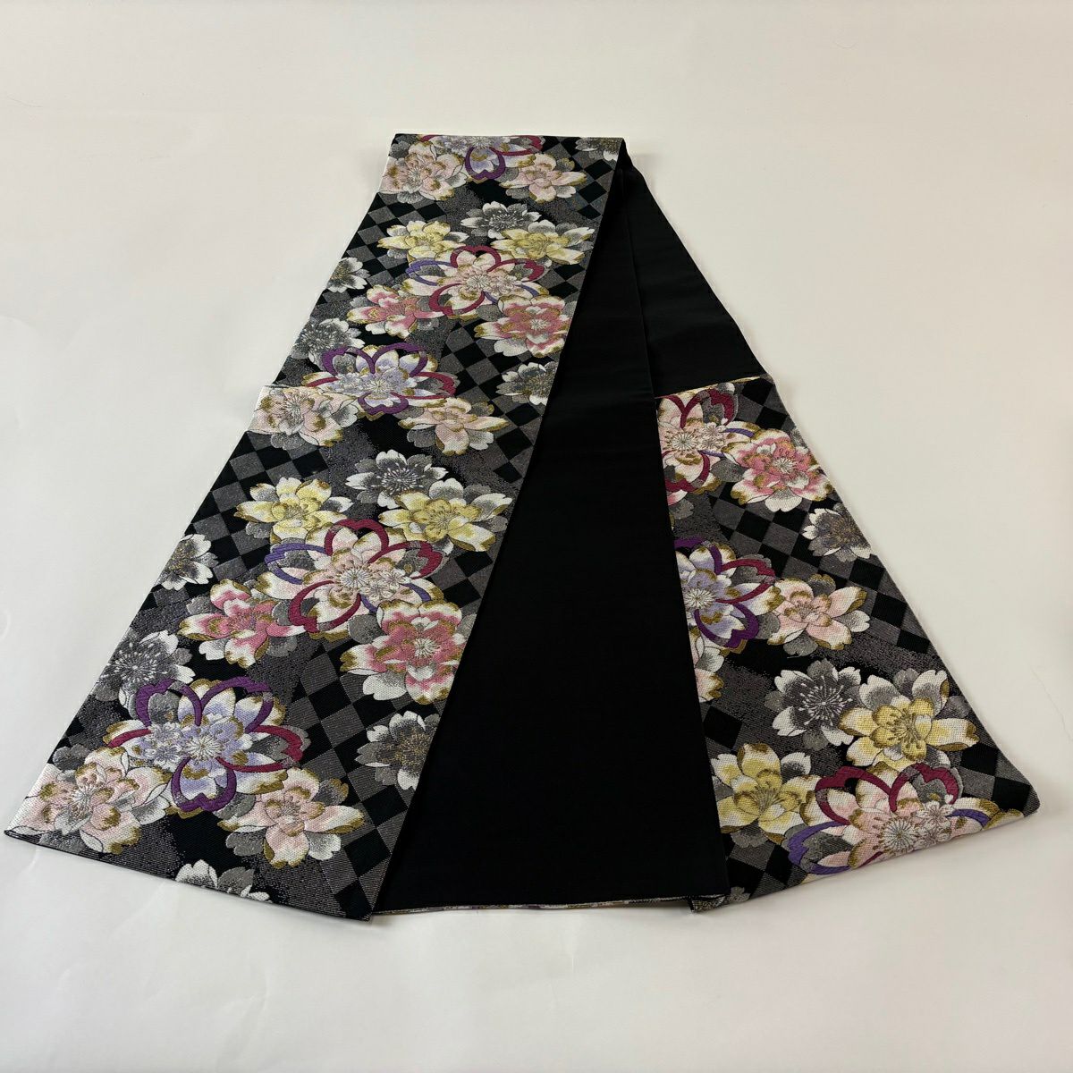 【美品】 袋帶 秀品級 櫻花 金金箔 黑 六通 純蠶絲