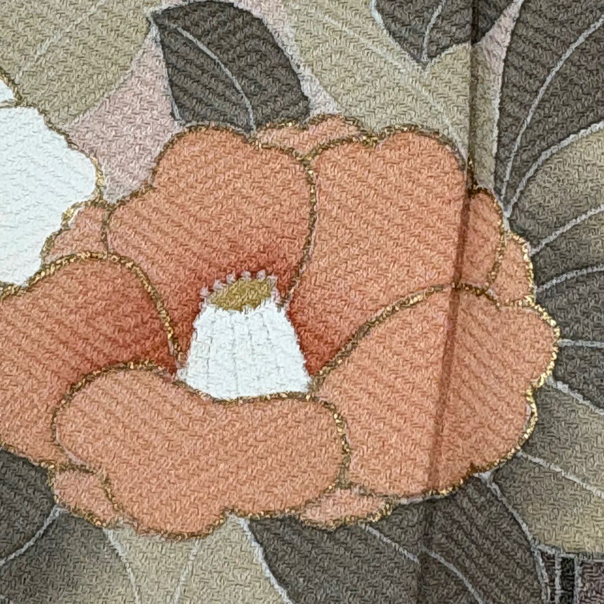 訪問服 身長160.5cm 袖長63.5cm S 雙層 花丸紋 櫻花 金彩裝飾 染分 紅茶 純蠶絲 優品級