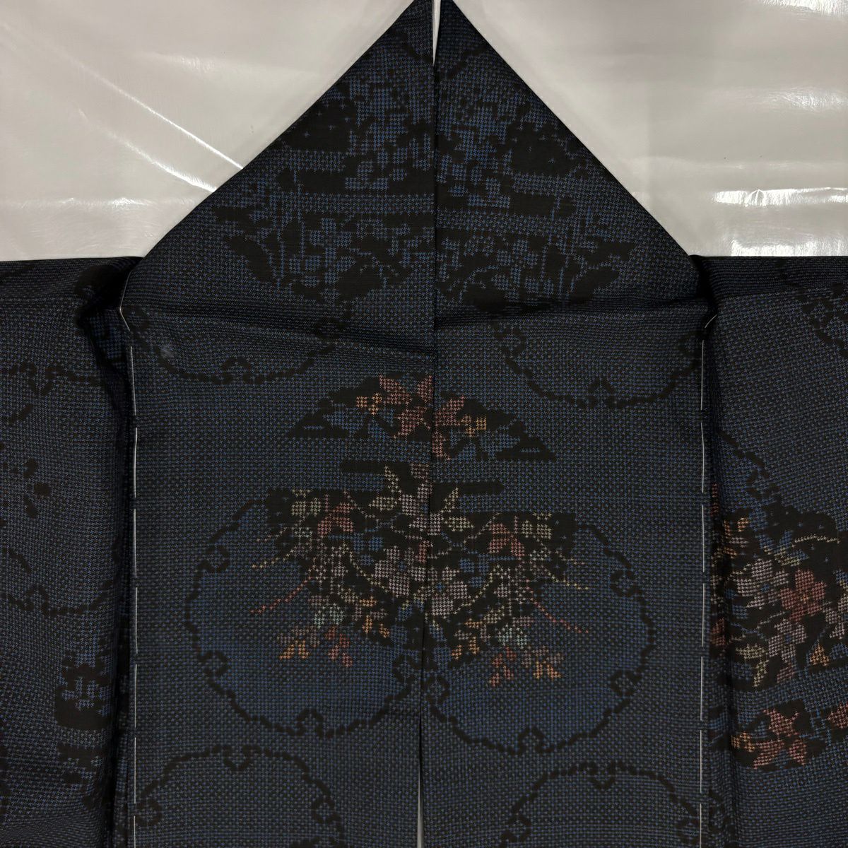 【美品】 紬織 身長158cm 袖長62.5cm S 雙層 雪輪 草花紋 純蠶絲 秀品級