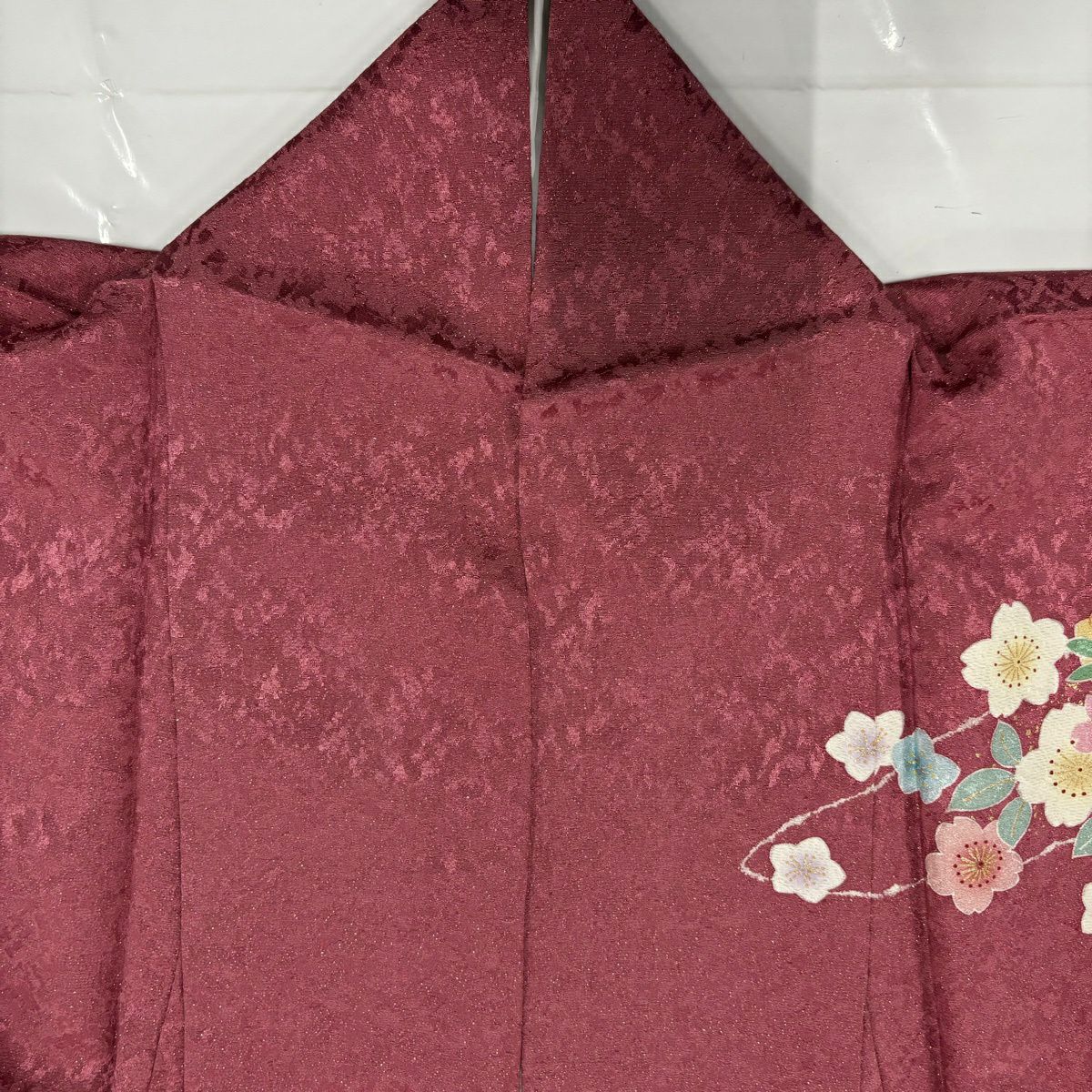 振袖禮服 身長163cm 袖長66cm M 雙層 花車 花丸紋 金通 金絲 粉紅 純蠶絲 名品級