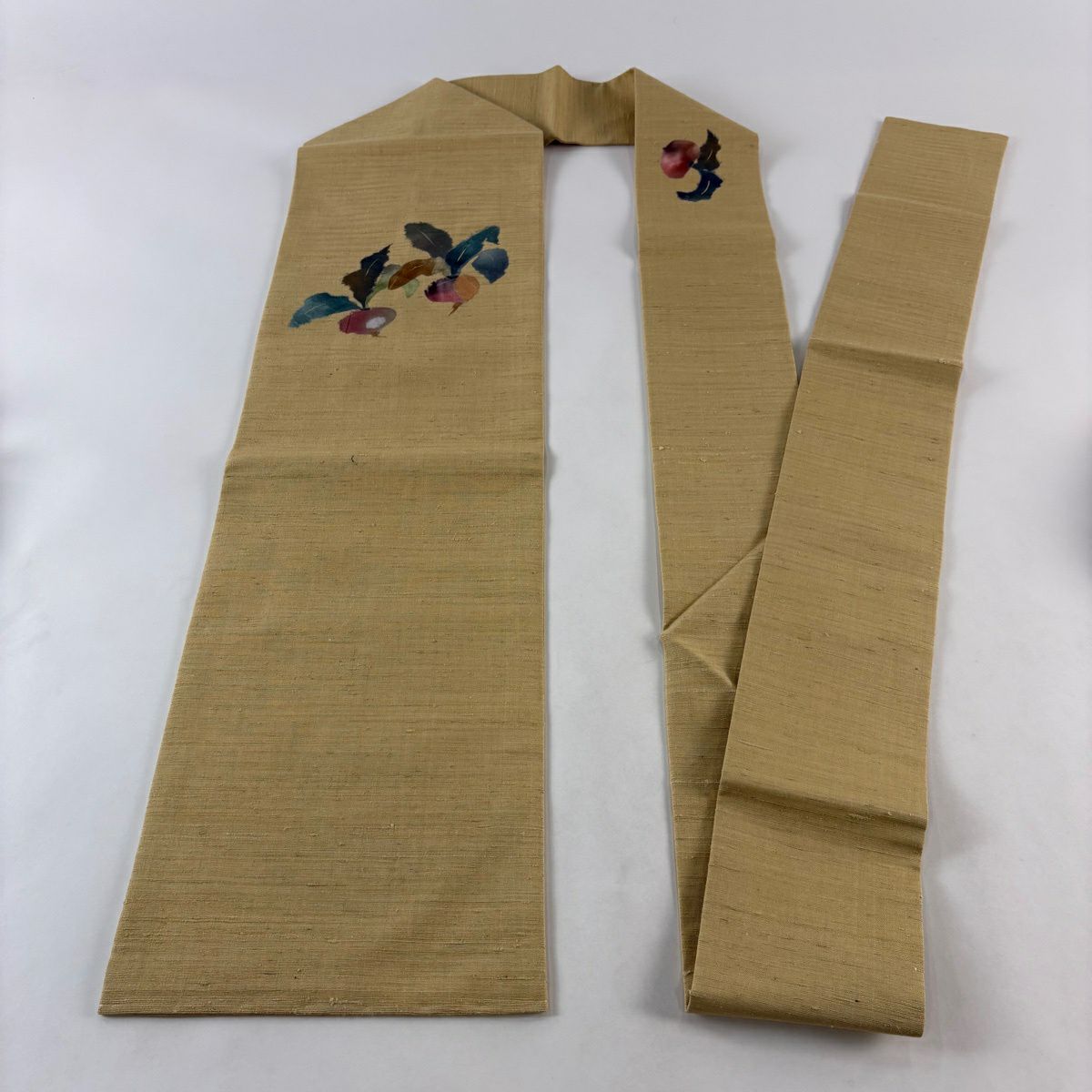 【美品】 名古屋帶 名品級 辻村ジュサブロー 紬織織 蕪 淺米色 純蠶絲