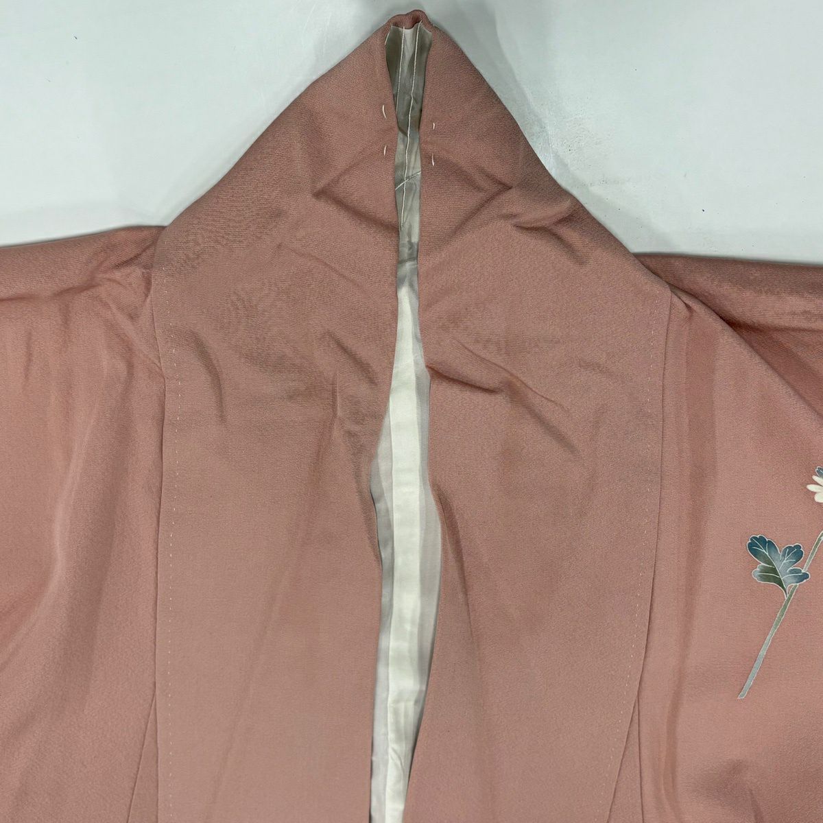 付下 身長162cm 袖長65.5cm M 雙層 南克治 加賀友禪 落款 菊花 花紋 漸層 粉紅 純蠶絲 名品級