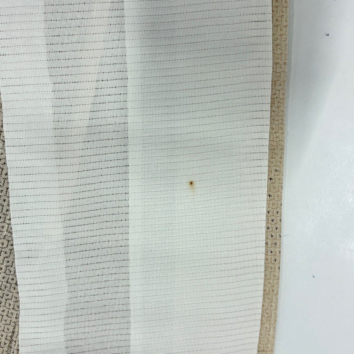 【美品】 紬織 身長160.5cm 袖長64cm M 薄物 夏紬織 雪輪 龜甲絣 米色 純蠶絲 名品級
