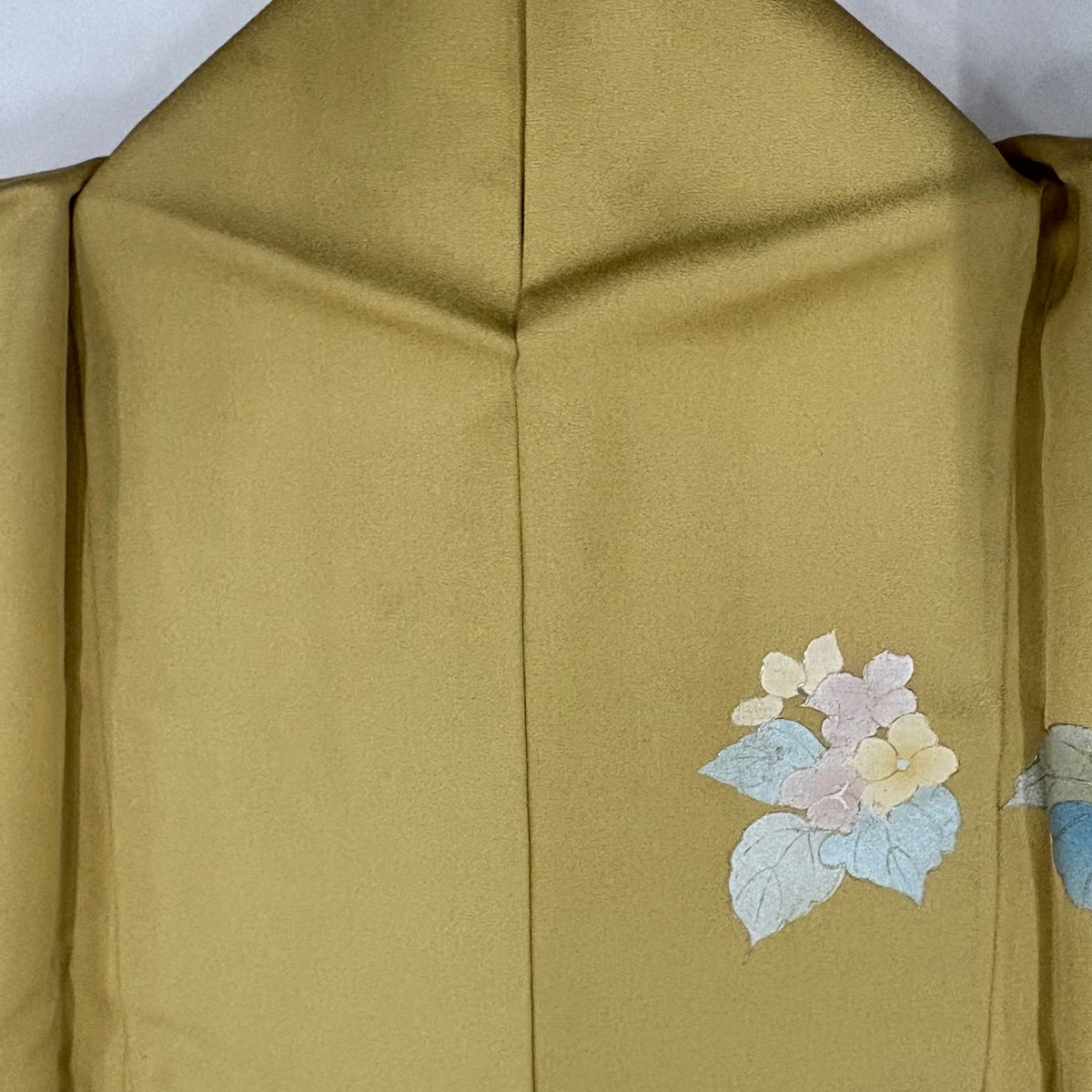 訪問服 身長161.5cm 袖長64cm M 雙層 枝花 紫陽花 金銀彩 漸層 黃土 純蠶絲 名品級