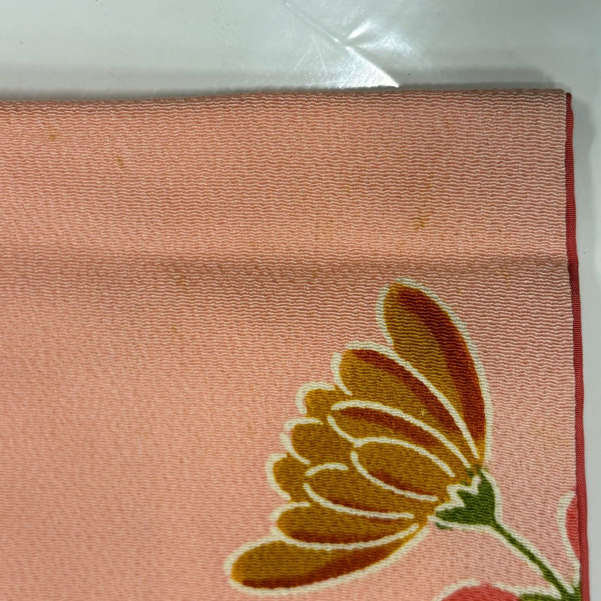 振袖禮服 身長160cm 袖長68.5cm L 雙層 幾帳 草花紋紋 絞染 深藍 純蠶絲 名品級