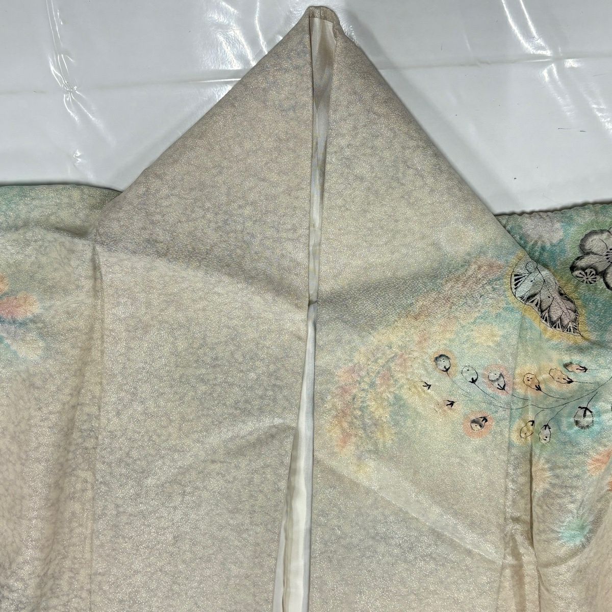【美品】訪問服 身長157cm 袖長66.5cm M 雙層 辻花染 銀通し 漸層 灰茶 純蠶絲 名品級