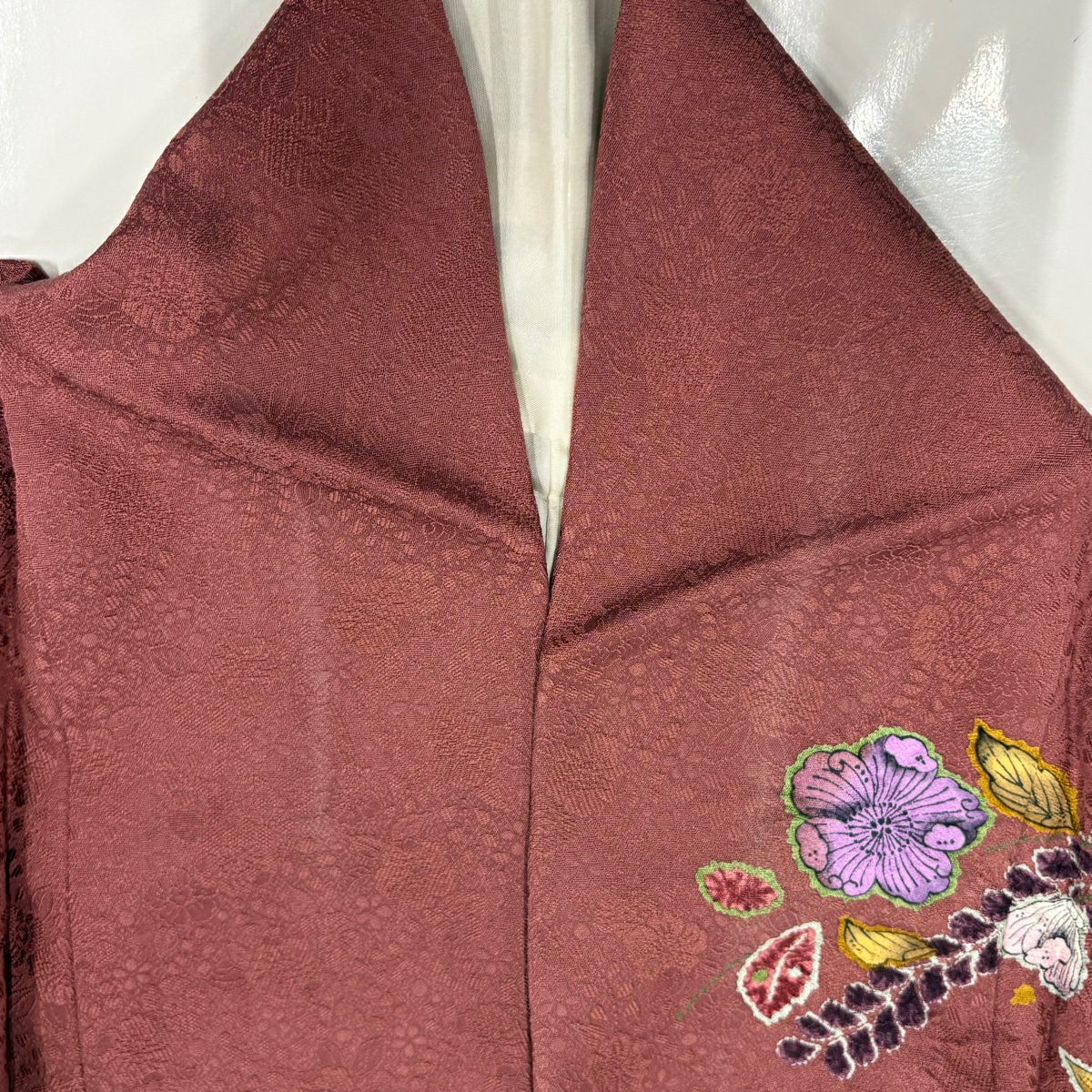 訪問服 身長163.5cm 袖長68cm L 雙層 落款あり 辻花染 漸層 小豆 深藍 純蠶絲 名品級
