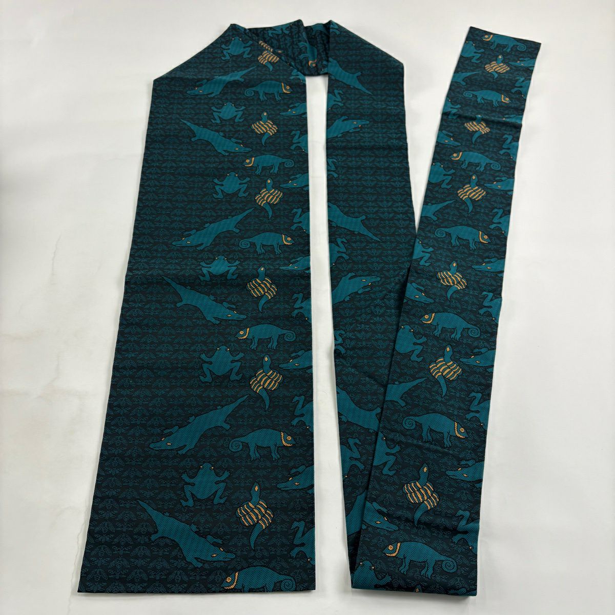 【美品】名古屋帶 逸品級 蛇 蛙 青綠 純蠶絲